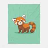 Cute Red Panda on Green フリースブランケット (正面)