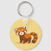 Cute Red Panda on Yellow キーホルダー (裏面)