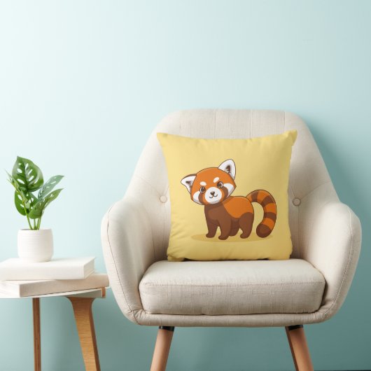 Cute Red Panda on Yellow クッション (椅子)