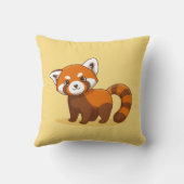 Cute Red Panda on Yellow クッション (裏面)