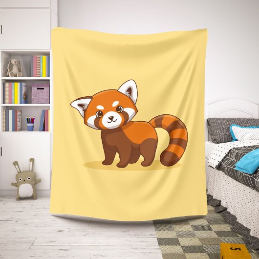 Cute Red Panda on Yellow シェルパブランケット