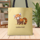 Cute Red Panda on Yellow トートバッグ