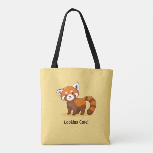Cute Red Panda on Yellow トートバッグ (裏面)