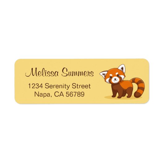 Cute Red Panda on Yellow ラベル (正面)