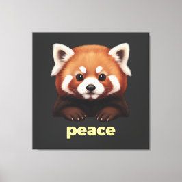 Cute Red Panda "Peace" Illustration for Kids & Nur キャンバスプリント