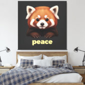 Cute Red Panda "Peace" Illustration for Kids & Nur キャンバスプリント (インサイチュ (寝室))