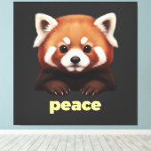 Cute Red Panda "Peace" Illustration for Kids & Nur キャンバスプリント (インサイチュ (ウッドフロア))