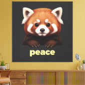 Cute Red Panda "Peace" Illustration for Kids & Nur キャンバスプリント (インサイチュ (リビング))