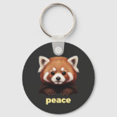 Cute Red Panda "Peace" Illustration for Kids & Nur キーホルダー (正面)