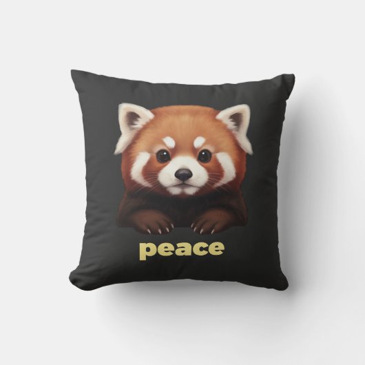 Cute Red Panda "Peace" Illustration for Kids & Nur クッション (正面)