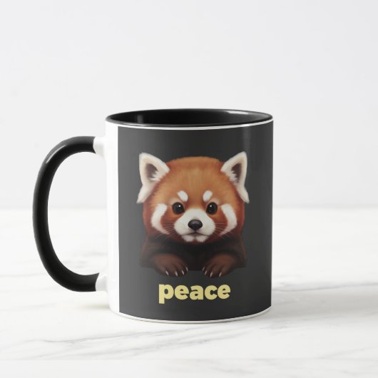 Cute Red Panda "Peace" Illustration for Kids & Nur マグカップ (左)