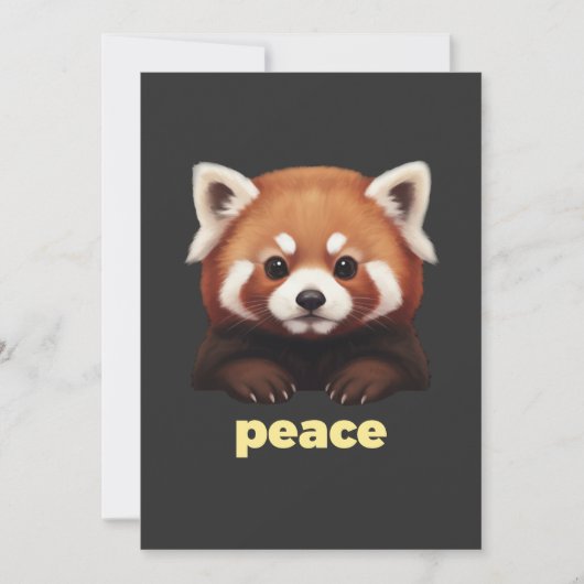 Cute Red Panda "Peace" Illustration for Kids & Nur 招待状 (正面)