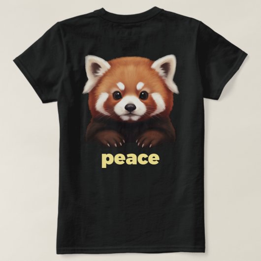 Cute Red Panda "Peace" Illustration for Kids & Nur Tシャツ (デザイン裏面)