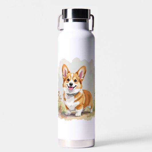 Cute Red Pembroke Welsh Corgi Dog ウォーターボトル (正面)