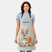 Cute Red Pembroke Welsh Corgi Dog エプロン (着用した状態)