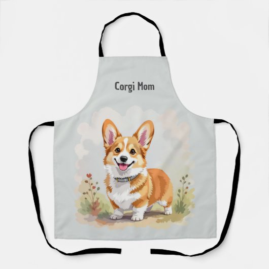 Cute Red Pembroke Welsh Corgi Dog エプロン (正面)