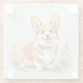 Cute Red Pembroke Welsh Corgi Dog ガラスコースター (裏面)
