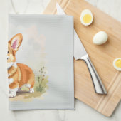 Cute Red Pembroke Welsh Corgi Dog キッチンタオル (四つ折り)