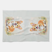 Cute Red Pembroke Welsh Corgi Dog キッチンタオル (横)