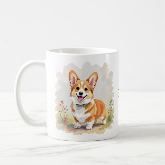 Cute Red Pembroke Welsh Corgi Dog コーヒーマグカップ (左)