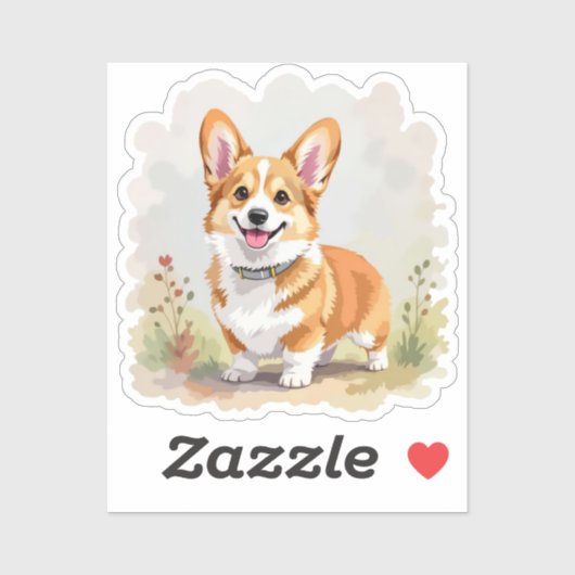 Cute Red Pembroke Welsh Corgi Dog シール (シート)
