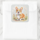 Cute Red Pembroke Welsh Corgi Dog スクエアシール (バッグ)