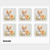 Cute Red Pembroke Welsh Corgi Dog スクエアシール (シート)