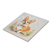 Cute Red Pembroke Welsh Corgi Dog タイル (側面)