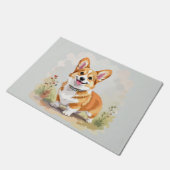 Cute Red Pembroke Welsh Corgi Dog ドアマット (アングル)