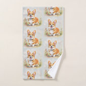 Cute Red Pembroke Welsh Corgi Dog バスタオルセット (ハンドタオル)