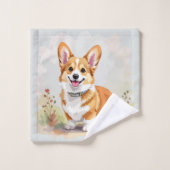 Cute Red Pembroke Welsh Corgi Dog バスタオルセット (ウォッシュタオル)