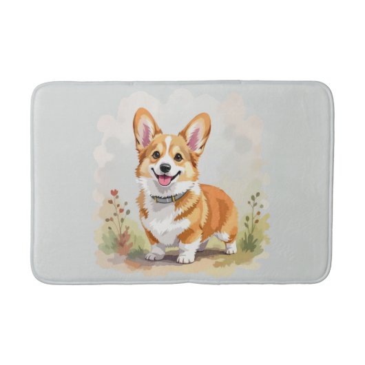 Cute Red Pembroke Welsh Corgi Dog バスマット (正面)