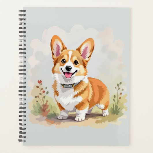 Cute Red Pembroke Welsh Corgi Dog プランナー手帳 (正面)