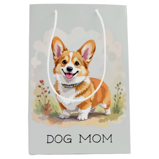 Cute Red Pembroke Welsh Corgi Dog ミディアムペーパーバッグ (正面)