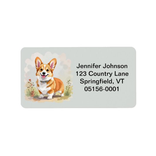 Cute Red Pembroke Welsh Corgi Dog ラベル (正面)