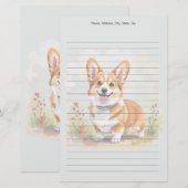 Cute Red Pembroke Welsh Corgi Dog 便箋 (正面/裏面)