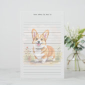 Cute Red Pembroke Welsh Corgi Dog 便箋 (スタンド正面)