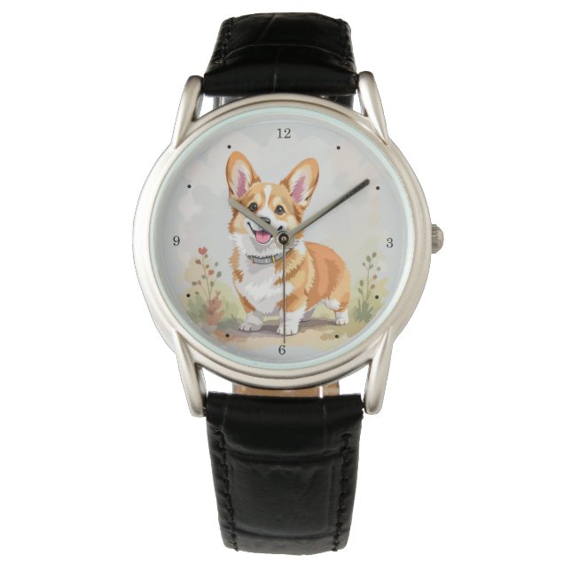 Cute Red Pembroke Welsh Corgi Dog 腕時計 (正面)