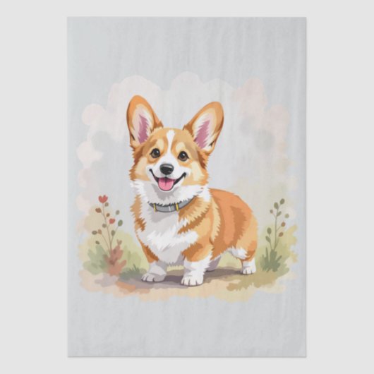Cute Red Pembroke Welsh Corgi Dog 薄葉紙 (正面)