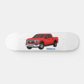 Cute red pickup truck cartoon illustration スケートボード (横)