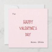 Cute Red Pink Hearts Unicorn Kids Valentine's Day ノートカード (裏面)