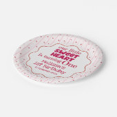 Cute Red Pink Sweetheart Turning One Birthday ペーパープレート (アングル)