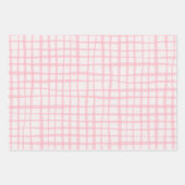 Cute Red & Pink Valentines Hearts Plaid ラッピングペーパーシート (正面3)