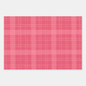 Cute Red & Pink Valentines Hearts Plaid ラッピングペーパーシート (正面2)