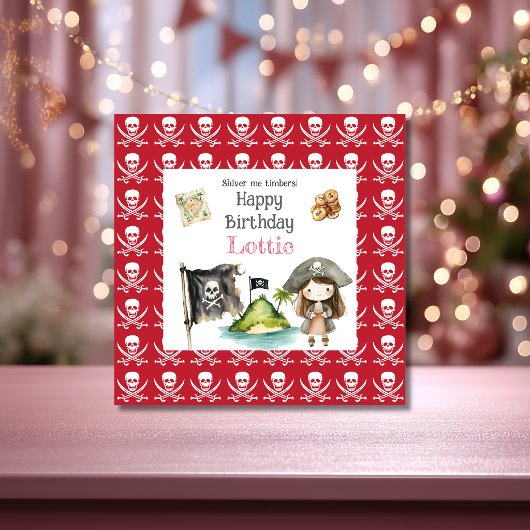 Cute Red Pirate child's Birthday カード