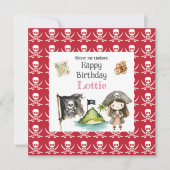 Cute Red Pirate child's Birthday カード (正面)