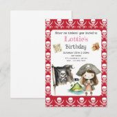 Cute Red Pirate child's Birthday Invitation セーブザデート (正面/裏面)