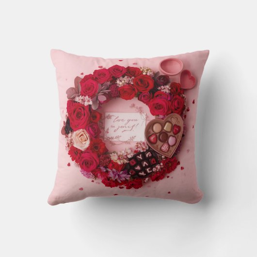 Cute Red Rose Romantic Valentine Decorative クッション (裏面)