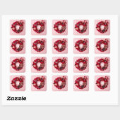 Cute Red Rose Romantic Valentine Sticker Sheet  スクエアシール (シート)