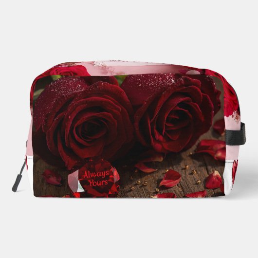 Cute Red Rose Romantic Valentine Zipper Makeup ドップキット (裏面)